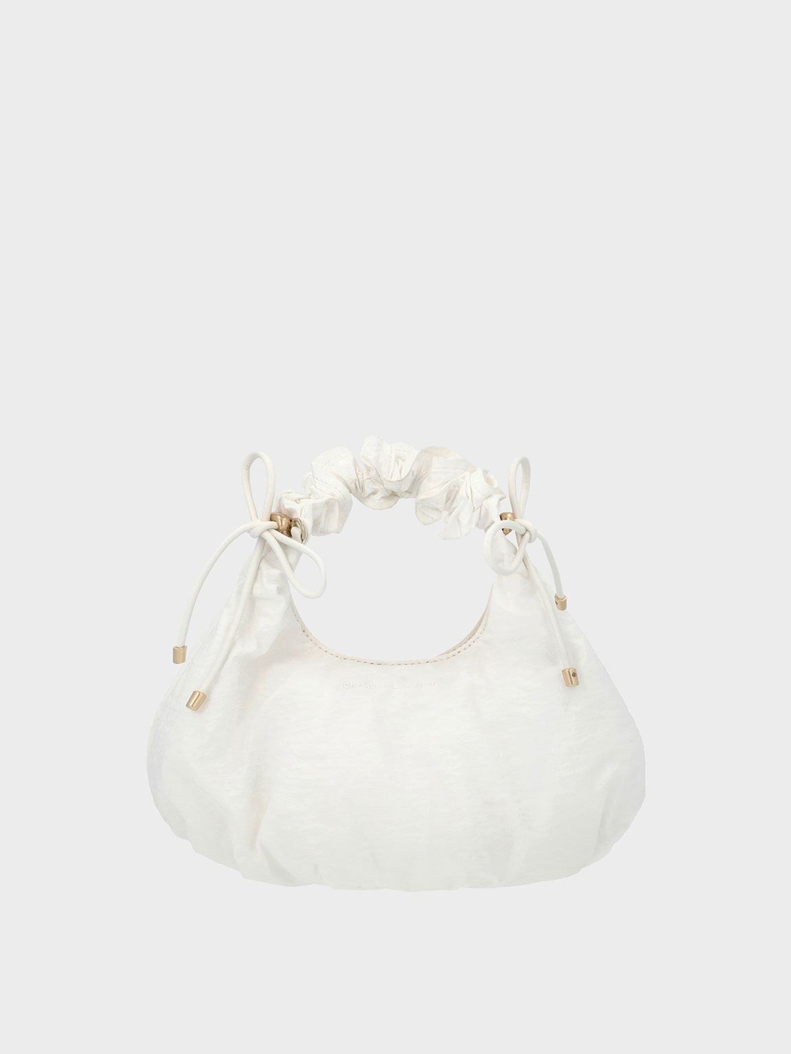 Charles & Ke*th - (MINOR DEFECT) Maisy Ruched Nylon Bag- WHITE-SALE (NB)