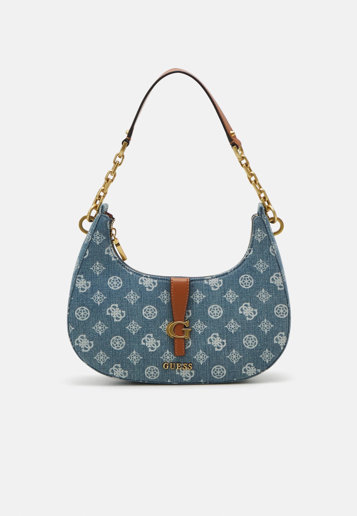 Gues* - Kuba top zip shoulder bag- Handbag - denim logo (AD-SEP)