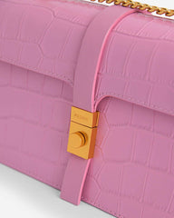 PE*RO -  Croc-Effect Crossbody Bag - Pink