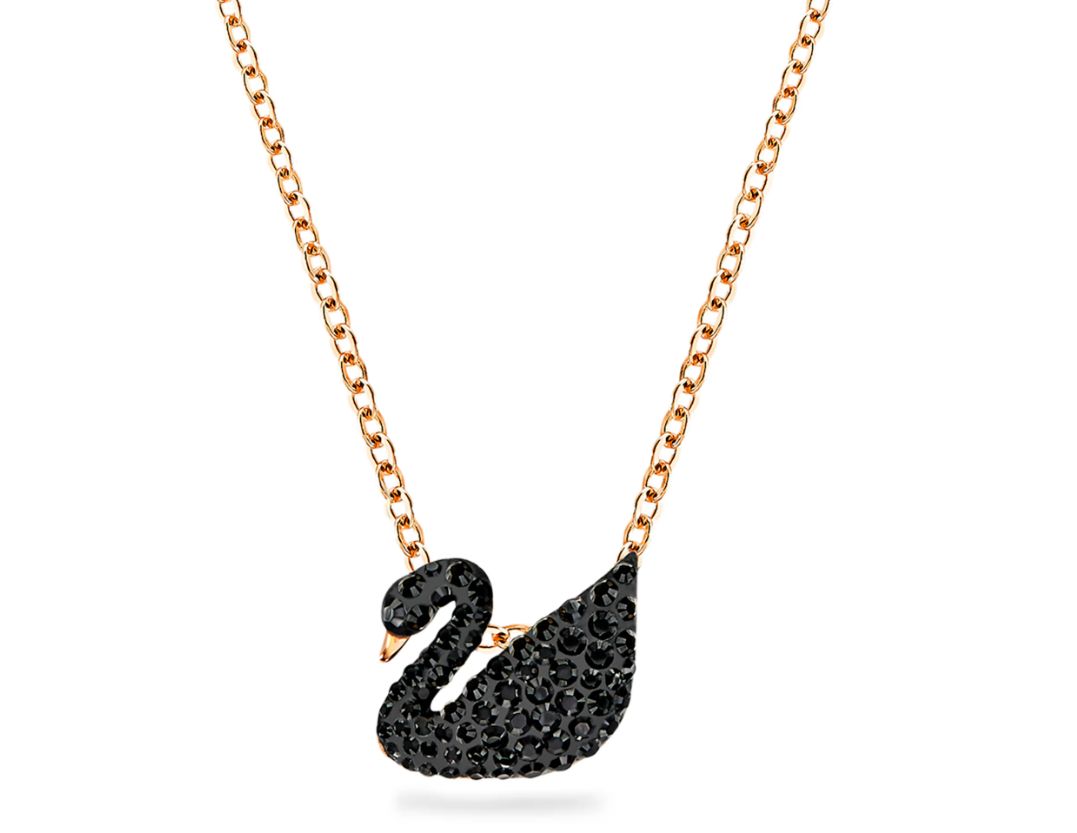 Swar*vski - Swan pendant Swan, Small, Black, Rose gold-tone plated - 5204133 (AD-FB26-SW)