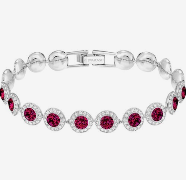 Swar*vski - Una Angelic bracelet Round cut, Pavé, Medium, Red, Rhodium plated - 5446006 (AD-FB26-SW)