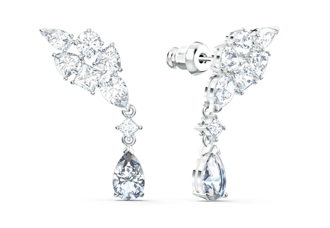 Swar*vski - Tennis Deluxe Cluster Earrings - 5562086 (AD-FB26-SW)