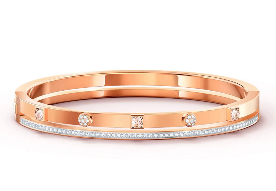 Swar*vski - Crystal Thrilling Bangle, White, Rose-Gold Tone Plated-5555746