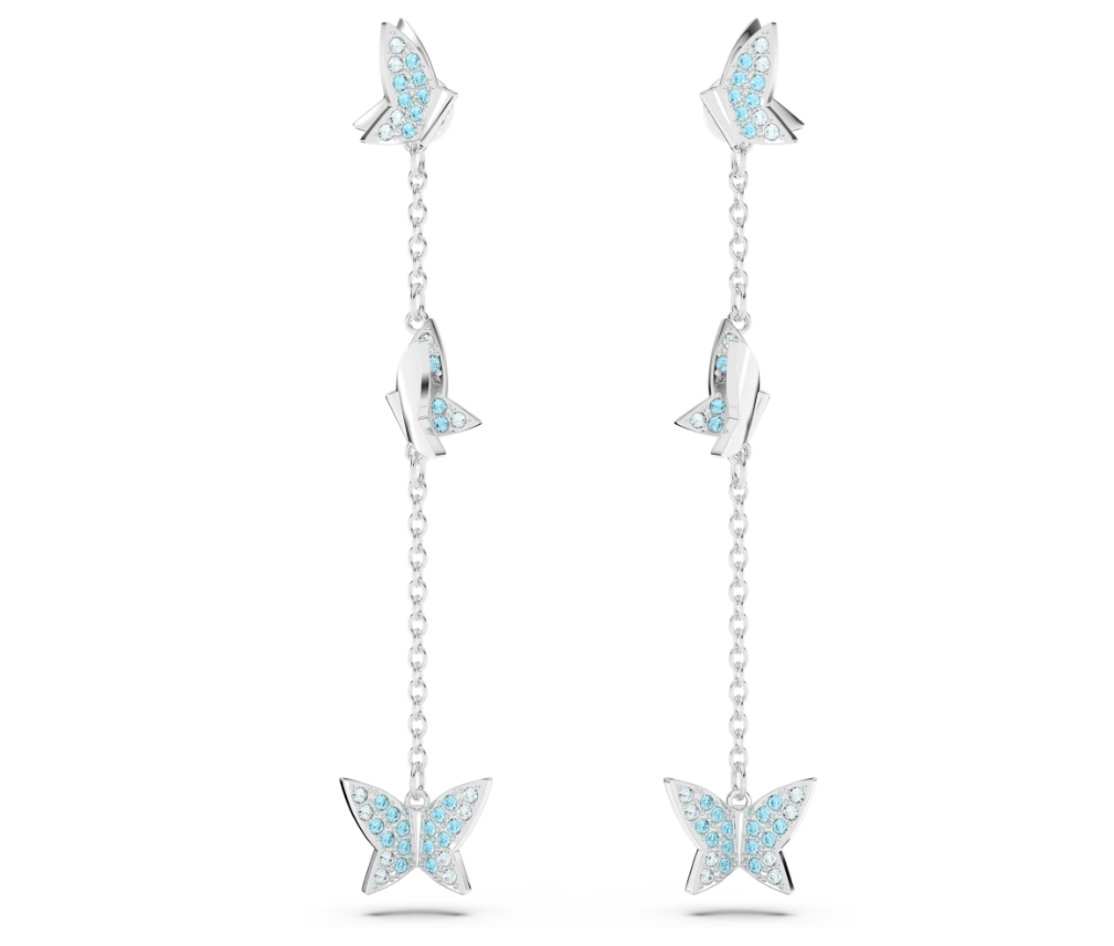 Swar*vski - Idyllia Lilia drop earrings Butterfly, Blue, Rhodium plated - 5662182 (AD-FB26-SW)