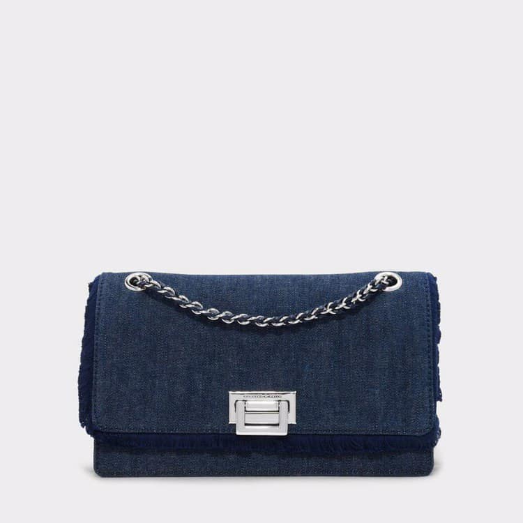 Charles & Ke*th - Metallic Accent Front Flap Bag - Denim (NB)