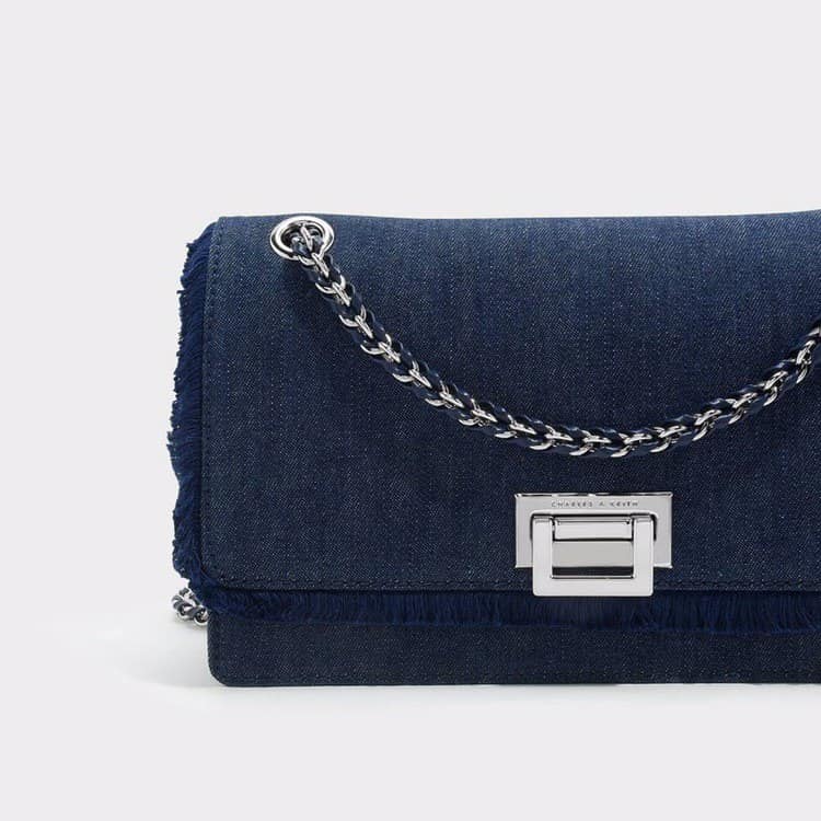 Charles & Ke*th - Metallic Accent Front Flap Bag - Denim (NB)