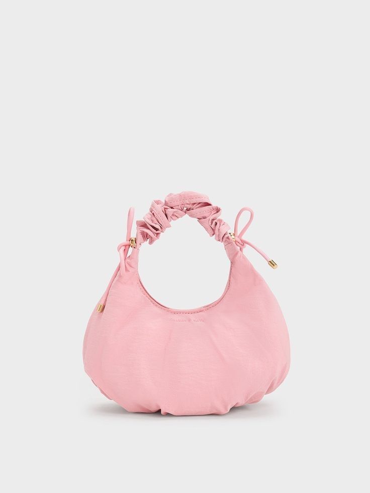 Charles & Ke*th -  (MINOR DEFECT) Maisy Ruched Nylon Bag- BLACK-SALE (NB)