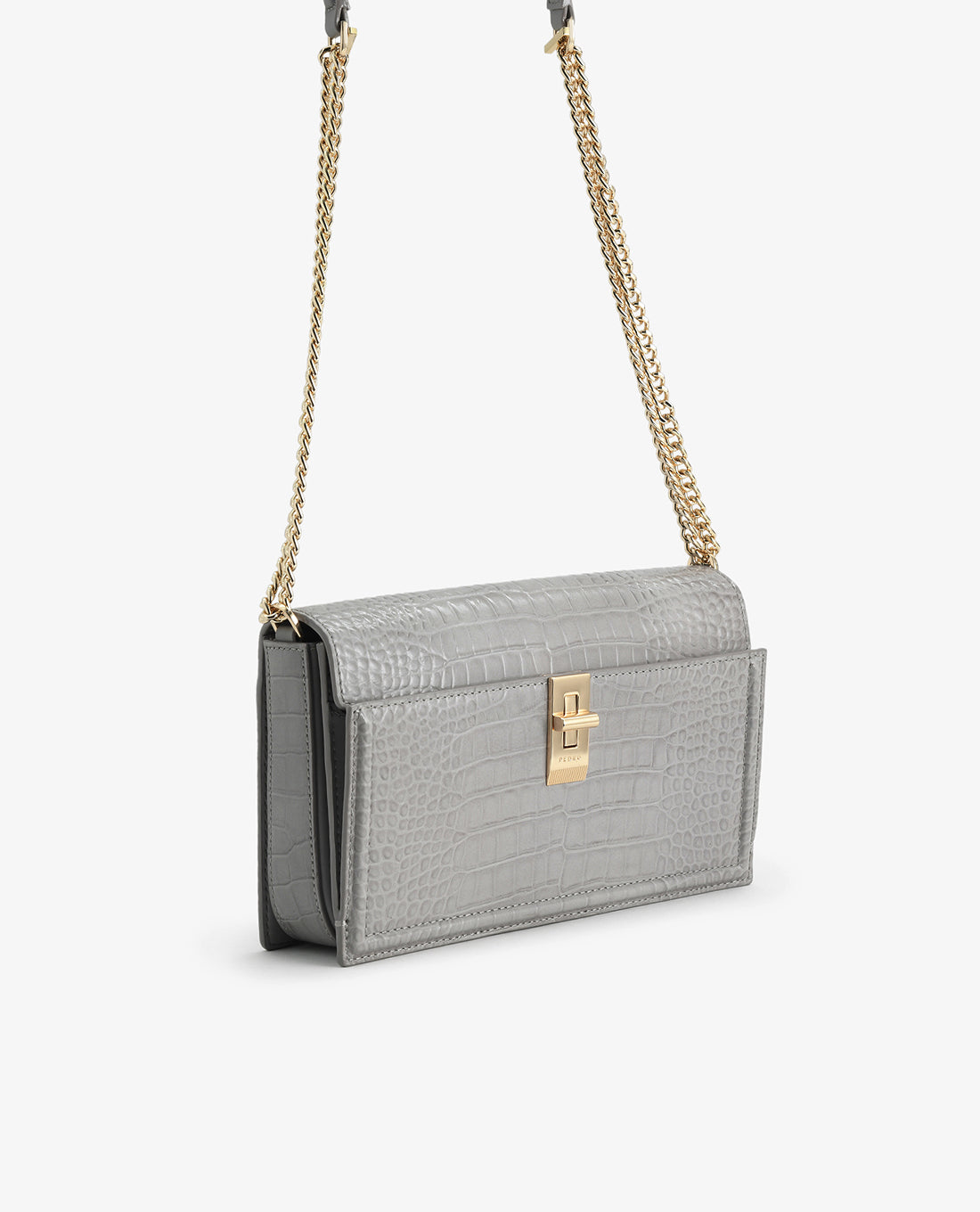 PE*RO -  Croc-Effect Crossbody Bag - Gray