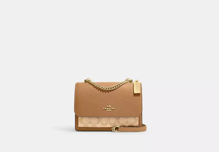 C*ACH - Mini K*are Crossbody Bag In Signature Canvas - Gold/Lt Khaki/Lt Saddle (AD-Sep)