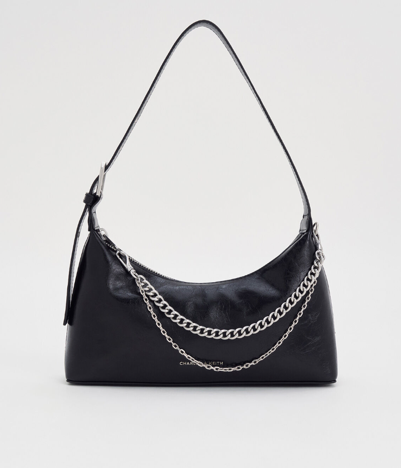 Charles & Ke*th - Atwood Chain-Embellished Shoulder Bag - Black (AD-JUN13-PT)