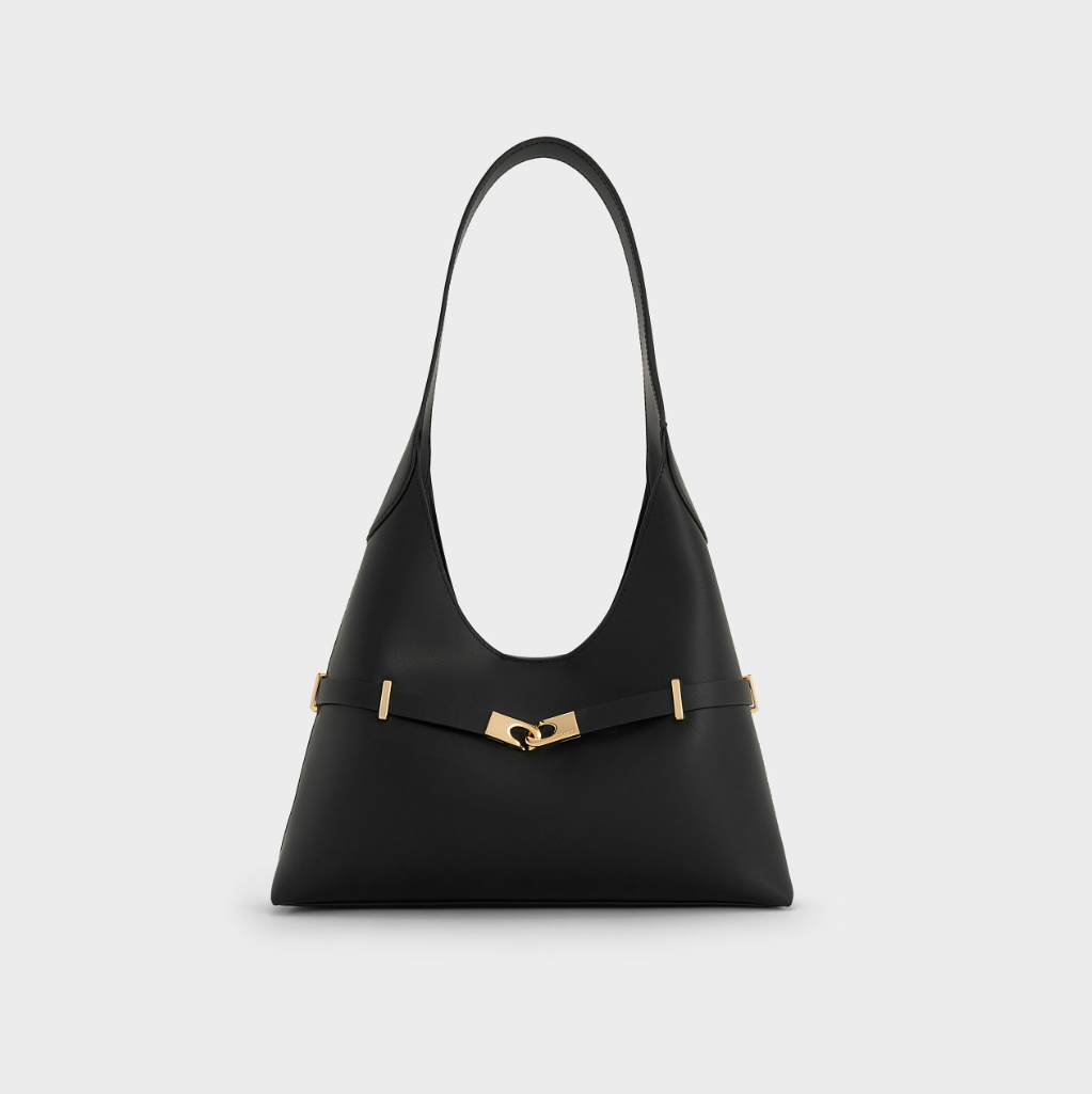 Charles & Ke*th - Arlet Metallic-Accent Belted Hobo Bag - Black (AD-JUN13-PT)