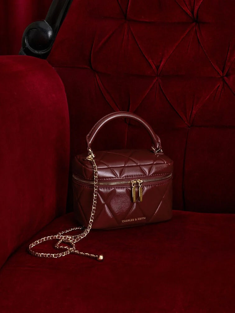 Charles & Ke*th - Arwen Quilted Vanity Bag - Burgundy (AD-MAY26-JF)