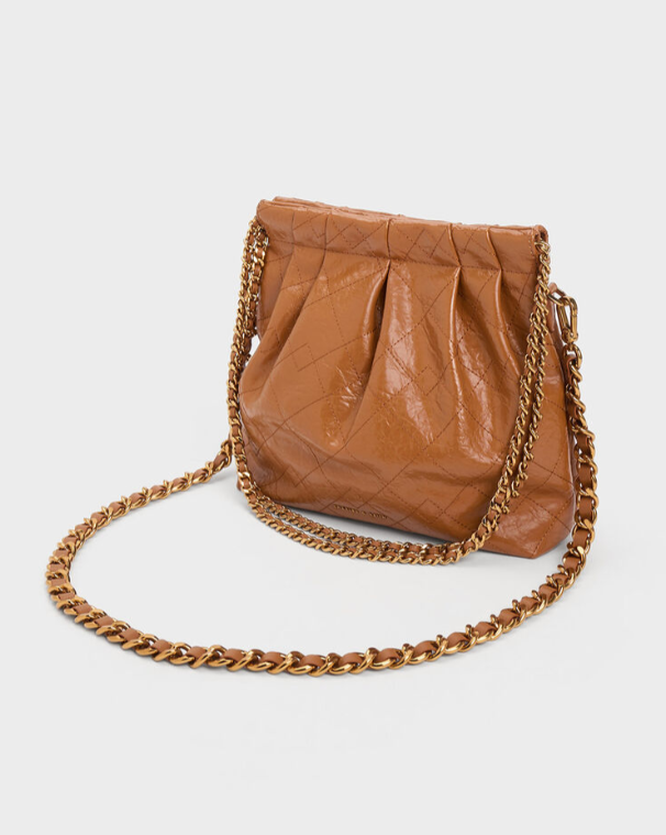 Charles & Ke*th - Duo Chain Handle Shoulder Bag - Chocolate (AD-DEC-IR-R-LT)