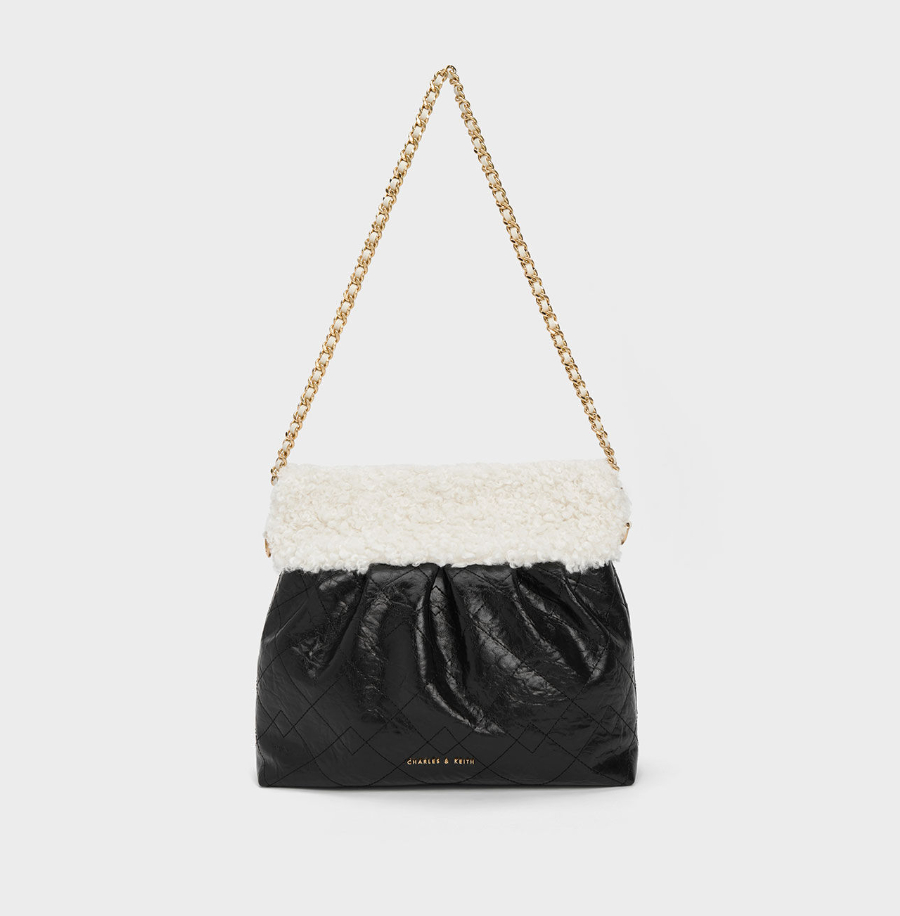 Charles & Ke*th - Duo Furry Chain Handle Shoulder Bag - Multi (AD-DEC-IR-R-LT)(long belt missing)