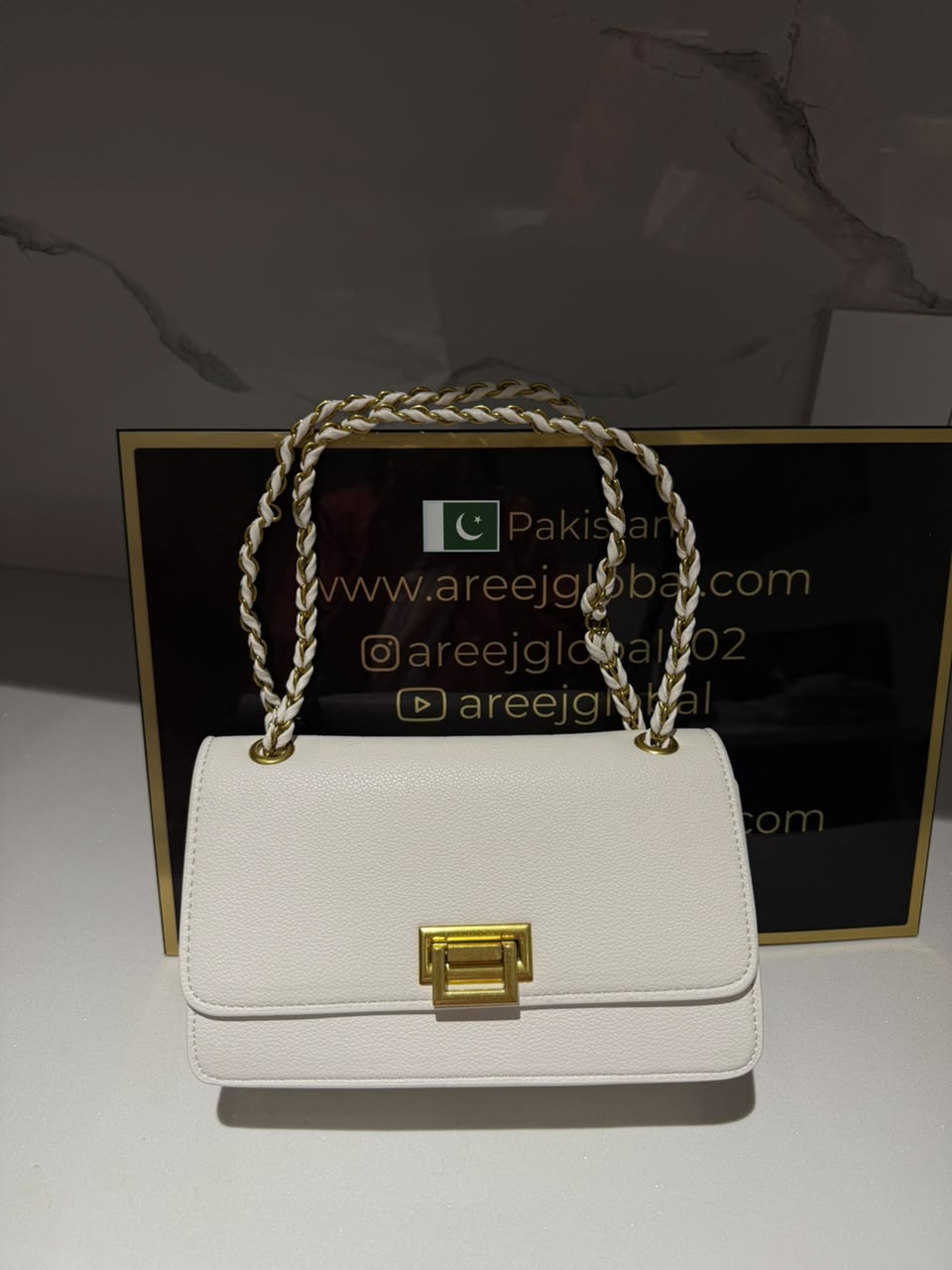 Charles & Ke*th - Metallic Accent Front Flap Bag - White (AD-JUN16-LTPT)