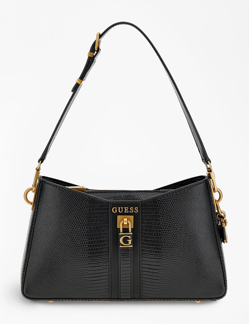 Gues* - Ginevra python-print shoulder bag-BLACK (NB)