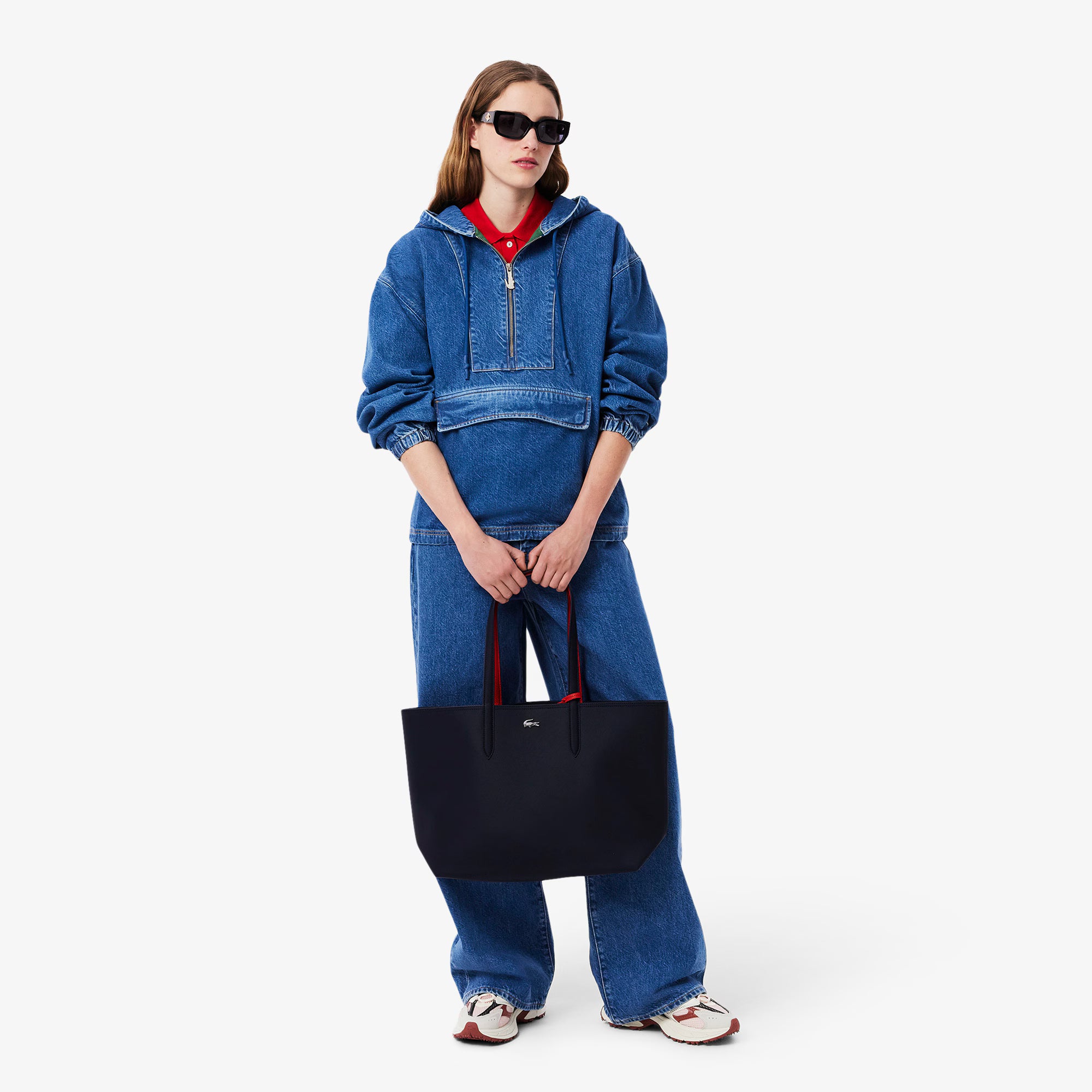 Lacost* - Anna Reversible Tote with Pouch - Navy/Red (AD-August)