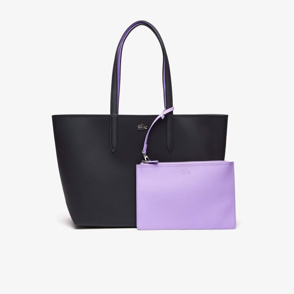 Lacost* - Women's Anna Reversible Tote & Pouch - Black/Lavender (AD-August)