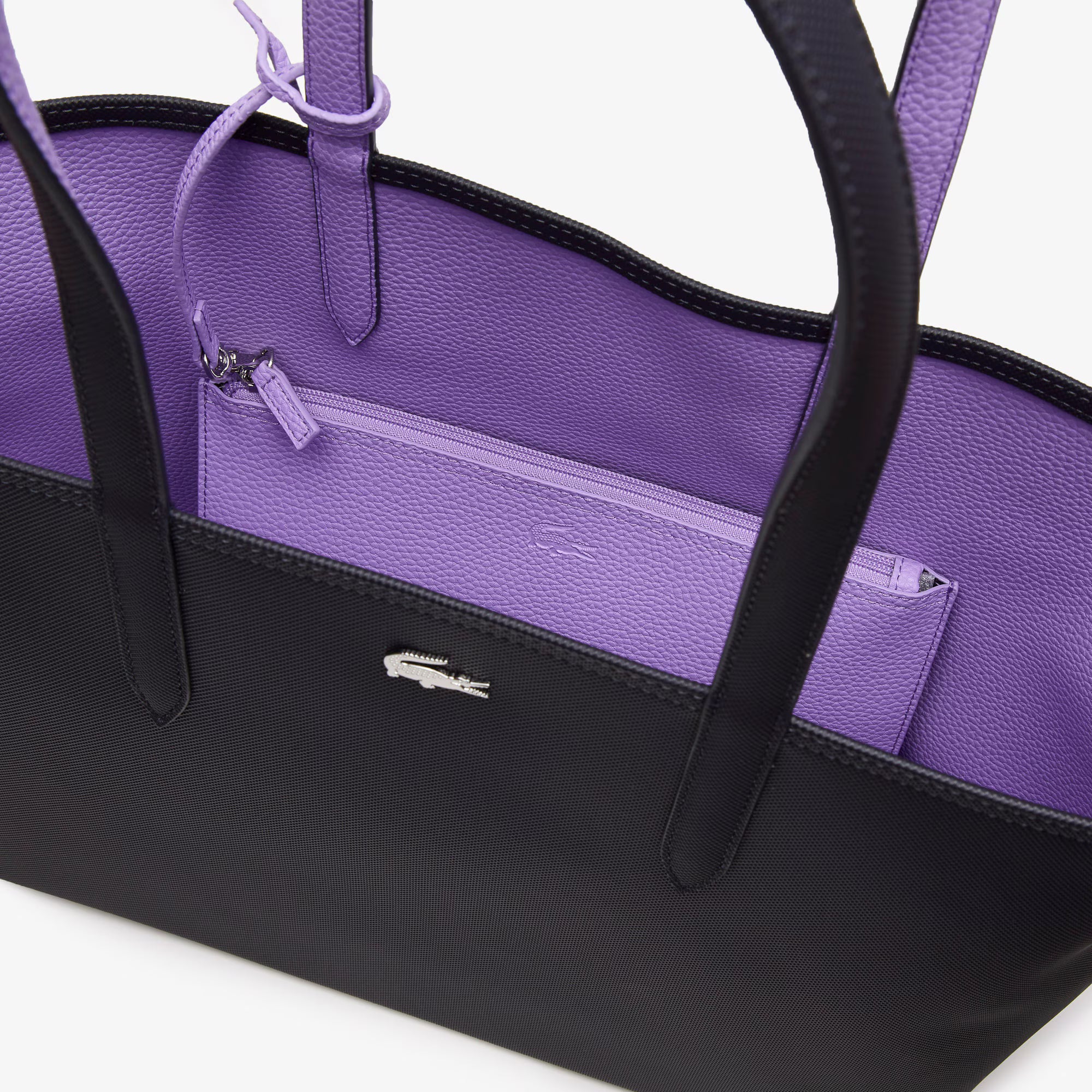 Lacost* - Women's Anna Reversible Tote & Pouch - Black/Lavender (AD-August)