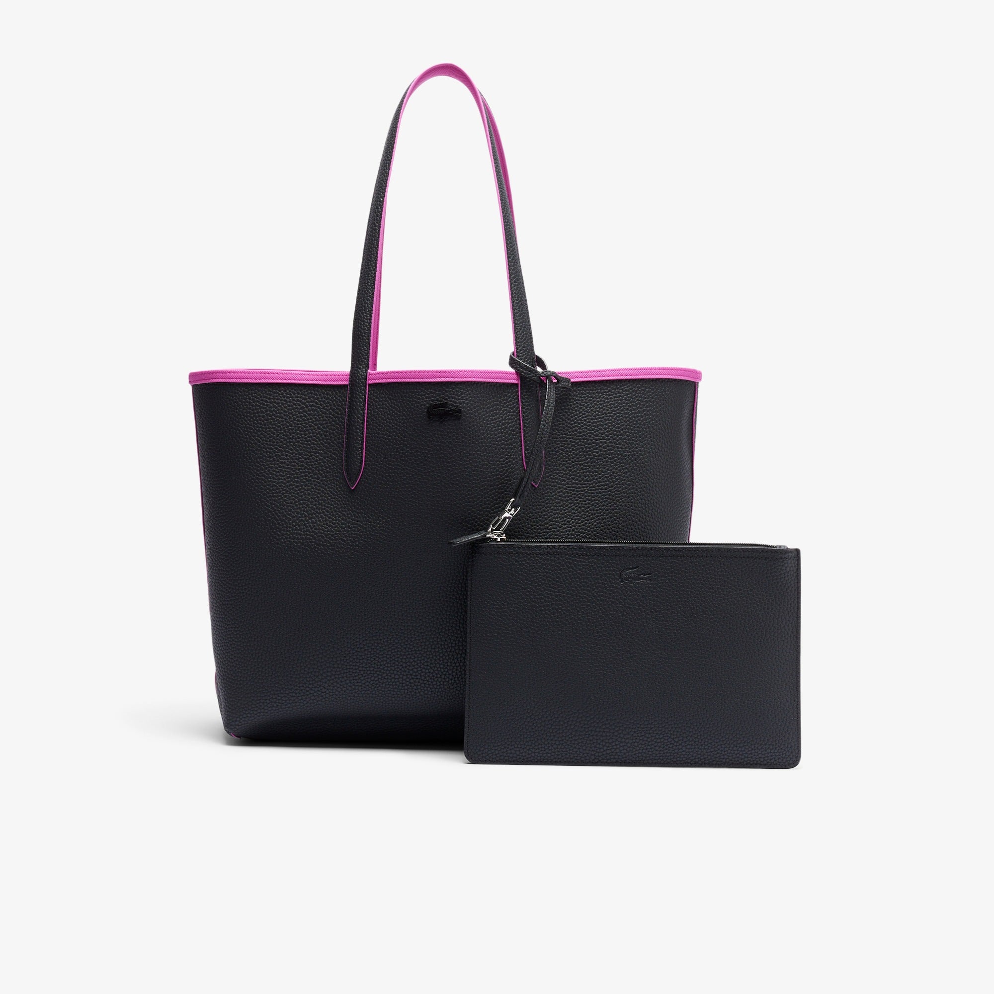 Lacost* - Anna Reversible Tote with Pouch - Black Malva (AD-August)