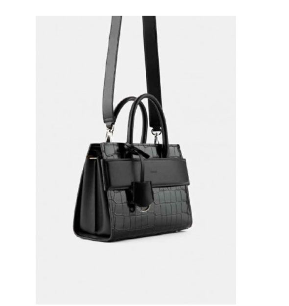 PEDR*  - Croc-effect Leather Tote- Black (AD-SEP)