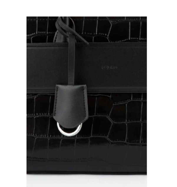 PEDR*  - Croc-effect Leather Tote- Black (AD-SEP)