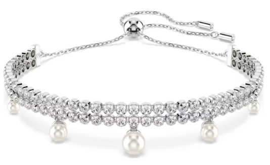 Swar*vski -Crystal pearl, Round cut, White, Rhodium plated-5720870 (2026 PACKAGING)
