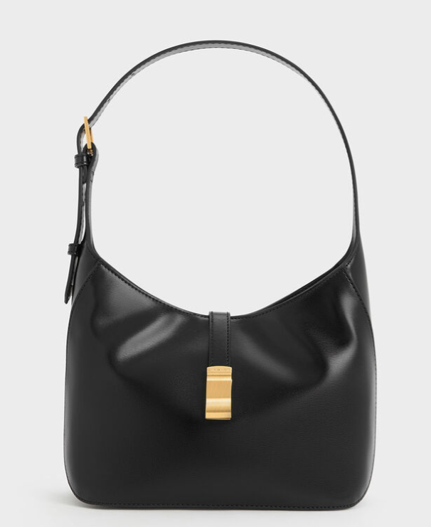 Charles & Ke*th -Wisteria Belted Shoulder Bag -Black -(AD-JUNE26-IR)