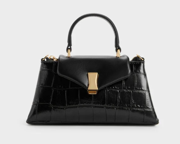 Charles & Ke*th -Micro Lilibet Croc-Effect Top Handle Bag - Black-(AD-JUN26-JFR)