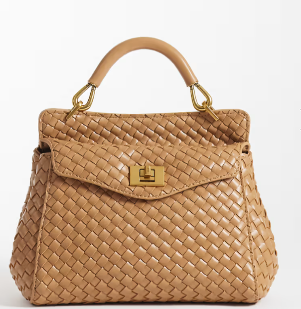 JW P*I- Croc Effect Lucia classic top handle woven bag -Brown-(AD-JUN26-JFR)