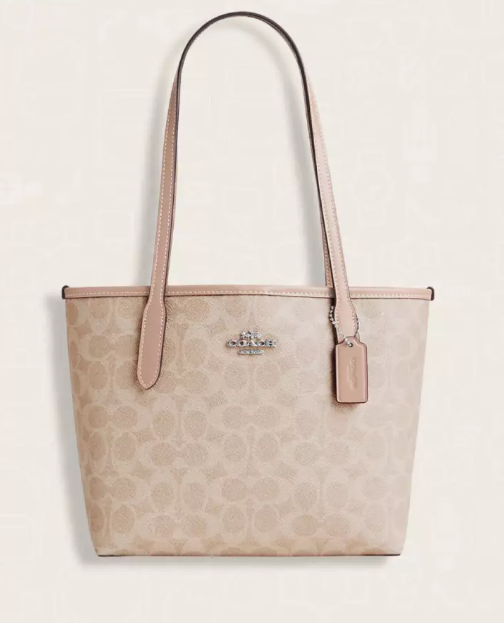 C*ACH -  Small City Tote Bag In Signature Canvas Sand Taupe- (AD-JUN26-JFRCO)