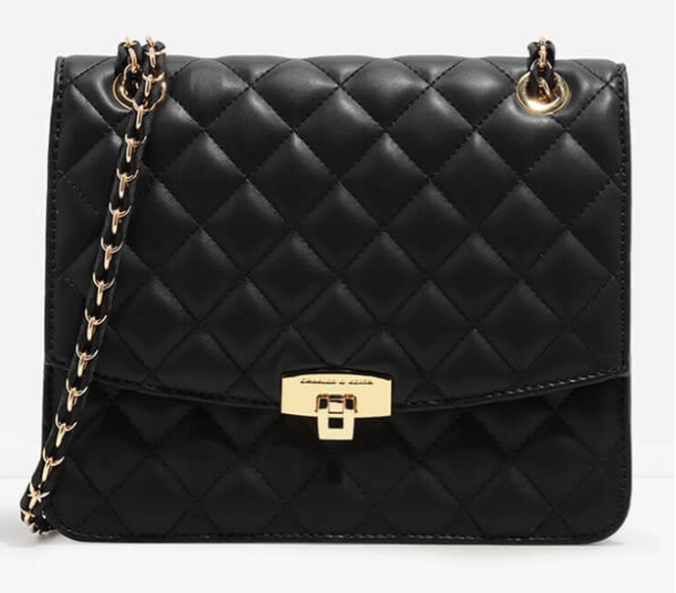 Charles & Ke*th - Quilted Push-Lock Clutch - Black-(AD-JUN13-LT)