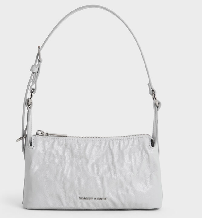 Charles & Ke*th - Lark Crinkle-Effect Shoulder Bag -Grey- (AD-JUN13-LT)