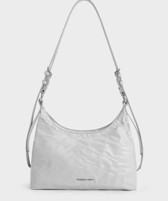 Charles & Ke*th -Lark Crinkle-Effect Hobo Bag -Grey- (AD-JUN13-LTPT)