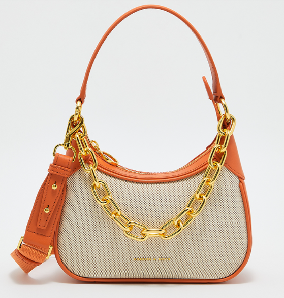 Charles & Ke*th -Alcott Textured Shoulder Bag -Orange Canvas- (AD-JUN13-LT)