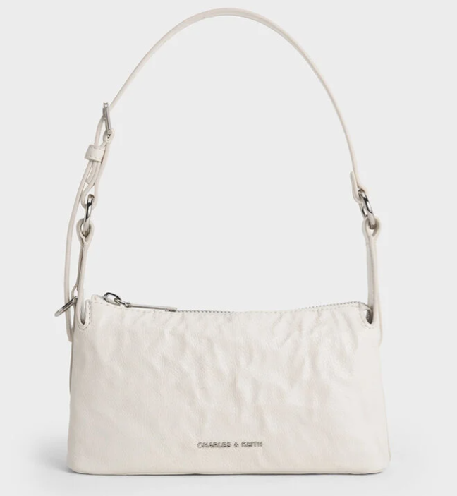 Charles & Ke*th - Lark Crinkle-Effect Shoulder Bag -Cream- (AD-JUN13-LTPT)