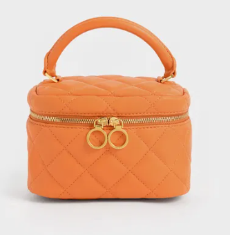 Charles & Ke*th - Quilted Two-Way Zip Mini Bag-Orange-(AD-JUN13-LTPT)