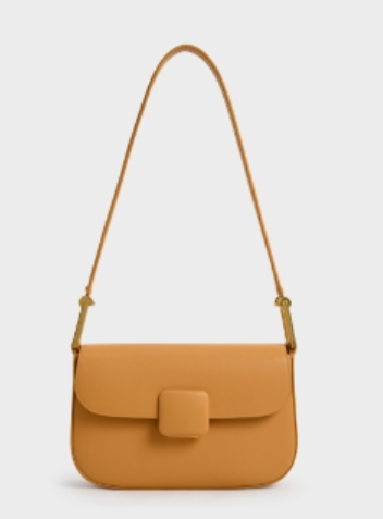 Charles & Ke*th - Koa Square Push-Lock Shoulder Bag -Orange- (AD-JUN16-LTPT)