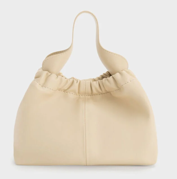 Charles & Ke*th - Ally ruched slouchy bag -Beige- (AD-JUN16-LTPT)