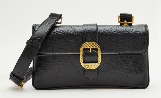 Charles & Ke*th - Eilith Buckled Shoulder Bag - Black -(AD-JUN16-LTPT)