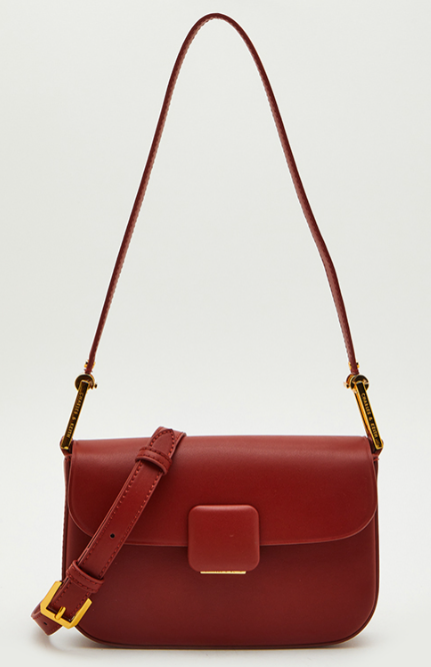 Charles & Ke*th - Koa Square Push-Lock Shoulder Bag -Brick Red- (AD-JUN16-LTPT)