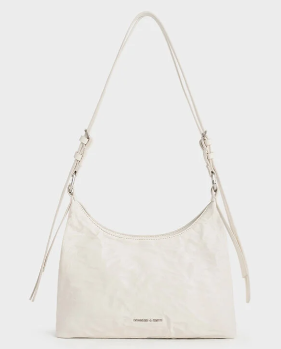 Charles & Ke*th - Lark Crinkle-Effect Hobo Bag - Cream- (AD-JUN13-LTPT)