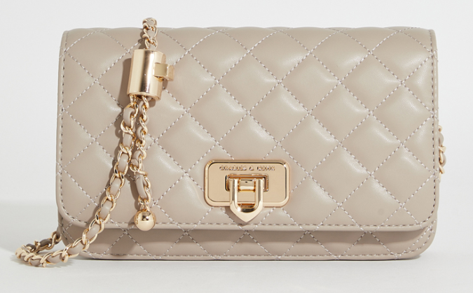 Charles & Ke*th - Cressida Quilted Push-Lock Crossbody Bag -Beige- (AD-JUN13-LTPT)