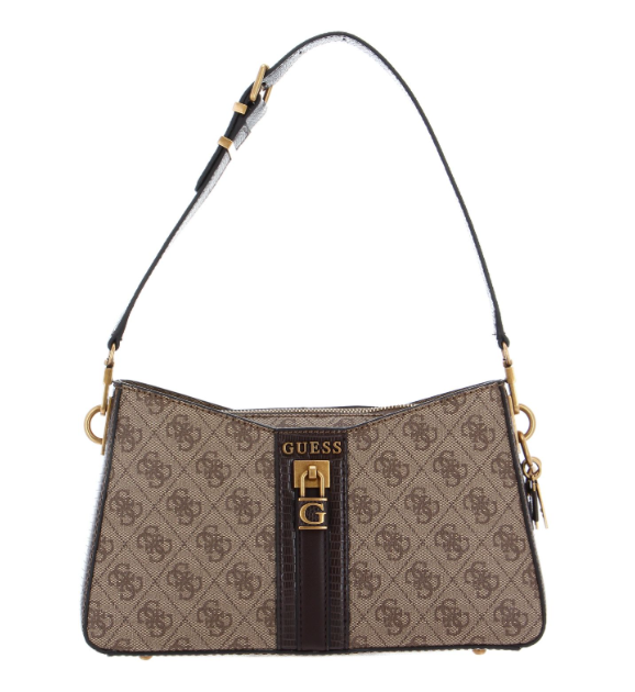 Gues* - Ginevra Logo Elite Shoulder Bag -Brown- (AD-MAY26-GSPT)