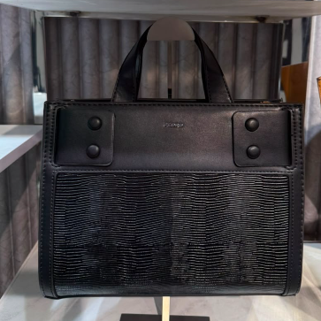 PEDR*  -Lizard Effect Leather Top Handle Bag-Black- (AD-MAY26-JF)
