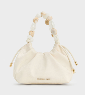 Charles & Ke*th - Aviary Jacquard Beaded-Handle Bag - Cream - (AD-JUN26-JFR)