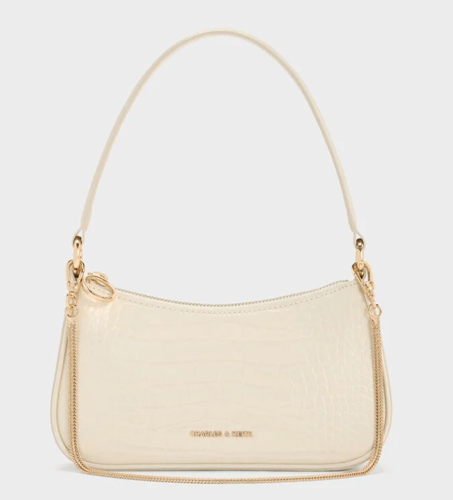 Charles & Ke*th - Elspeth Croc-Effect Chain-Link Shoulder Bag - White (AD-JUL26-PTT)