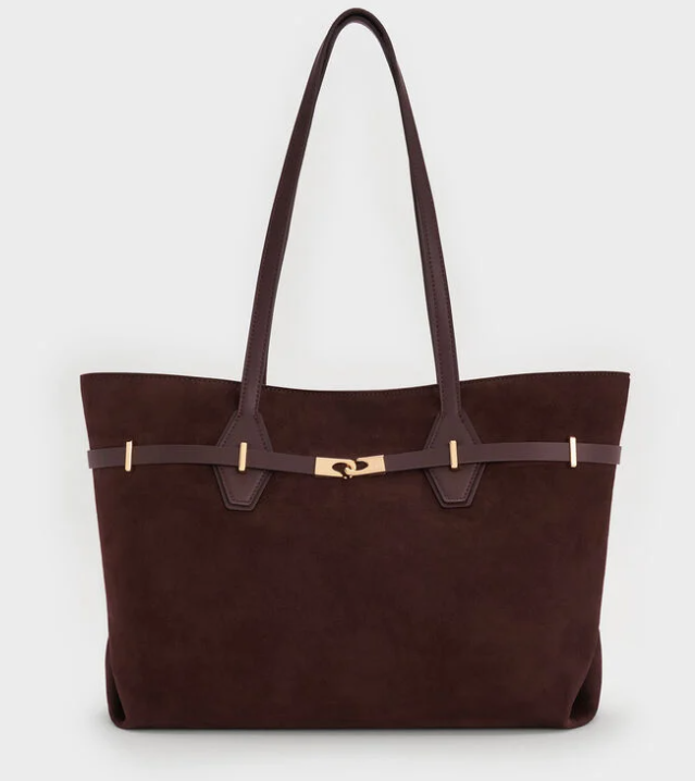 Charles & Ke*th - Arlet Double-Handle Belted Tote Bag - Espresso Brown (AD-JUN26-PTT)
