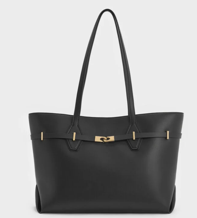 Charles & Ke*th - Arlet Double-Handle Belted Tote bag - Black (AD-JUN26-PTT)