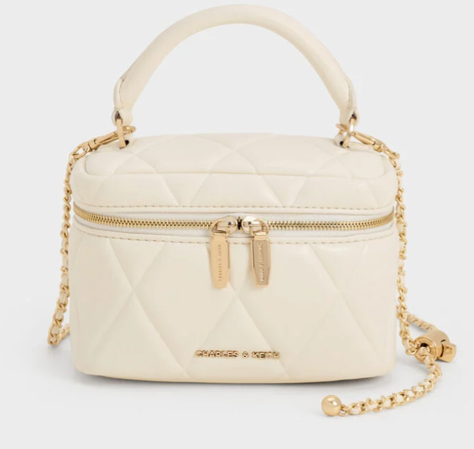 Charles & Ke*th - Arwen Quilted Vanity Bag - Cream - (AD-JUL26-PTT) with box